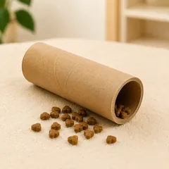 Rolo de papel com petiscos para atividade canina