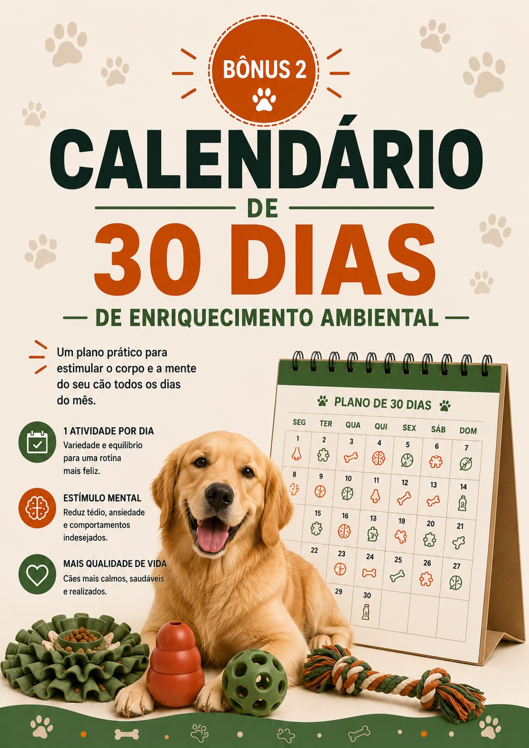Calendário de 30 Dias de Enriquecimento Ambiental