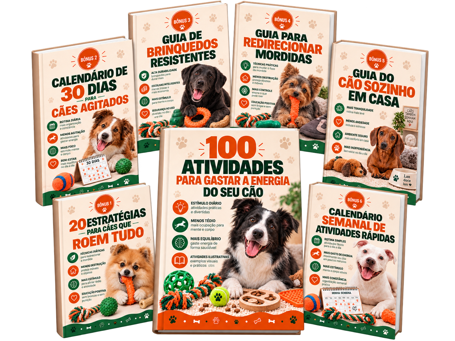 Kit Completo: 100 Atividades para Gastar a Energia do Seu Cão e seis bônus